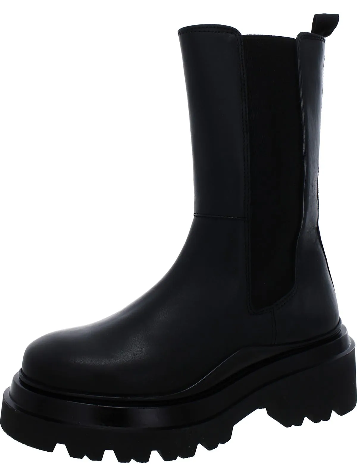 JESSY Womens Leather Pull On Mid-Calf Boots