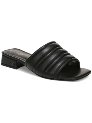 Joana Womens Faux Leather Square Toe Heels