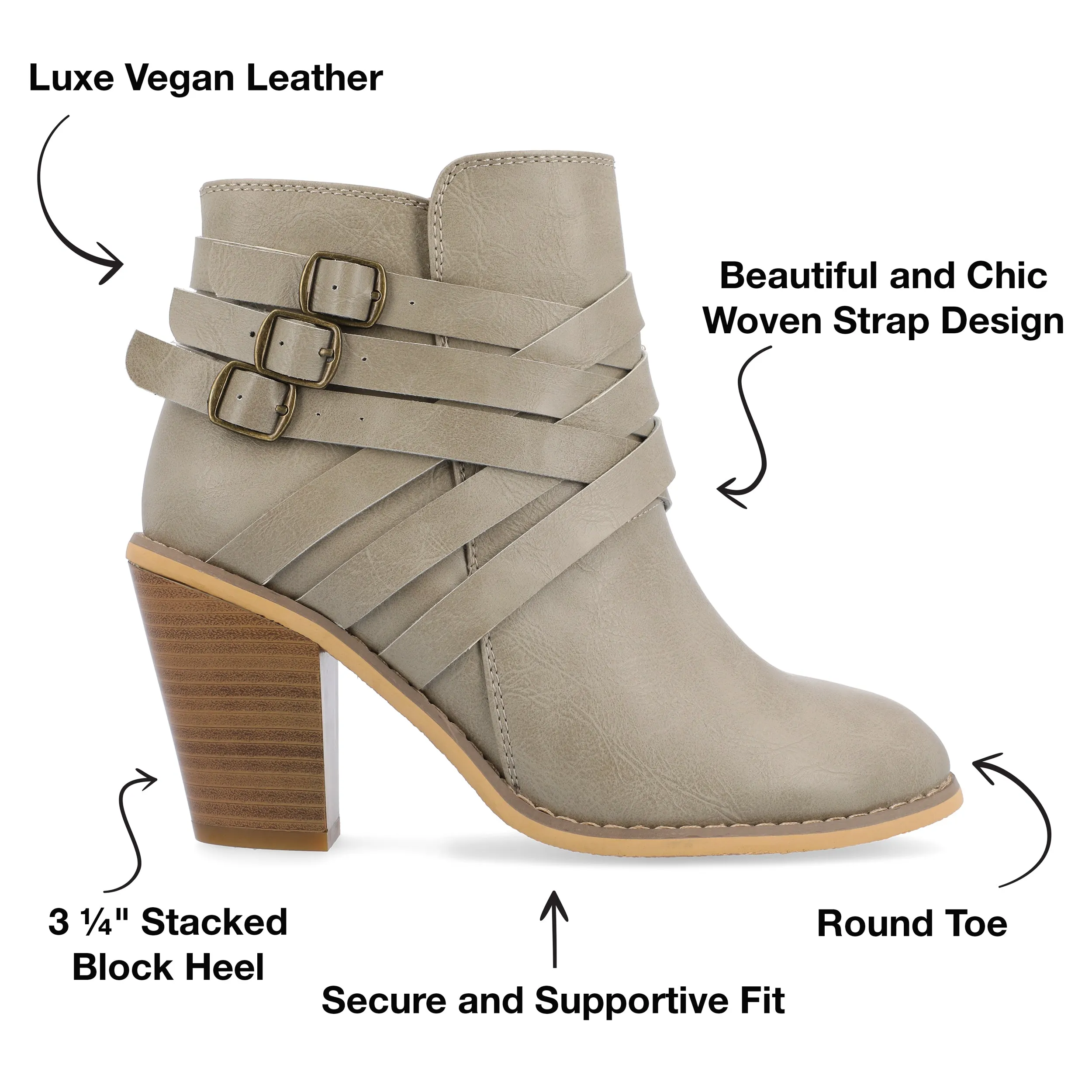 Journee Collection Women's Wide Width Strap Bootie
