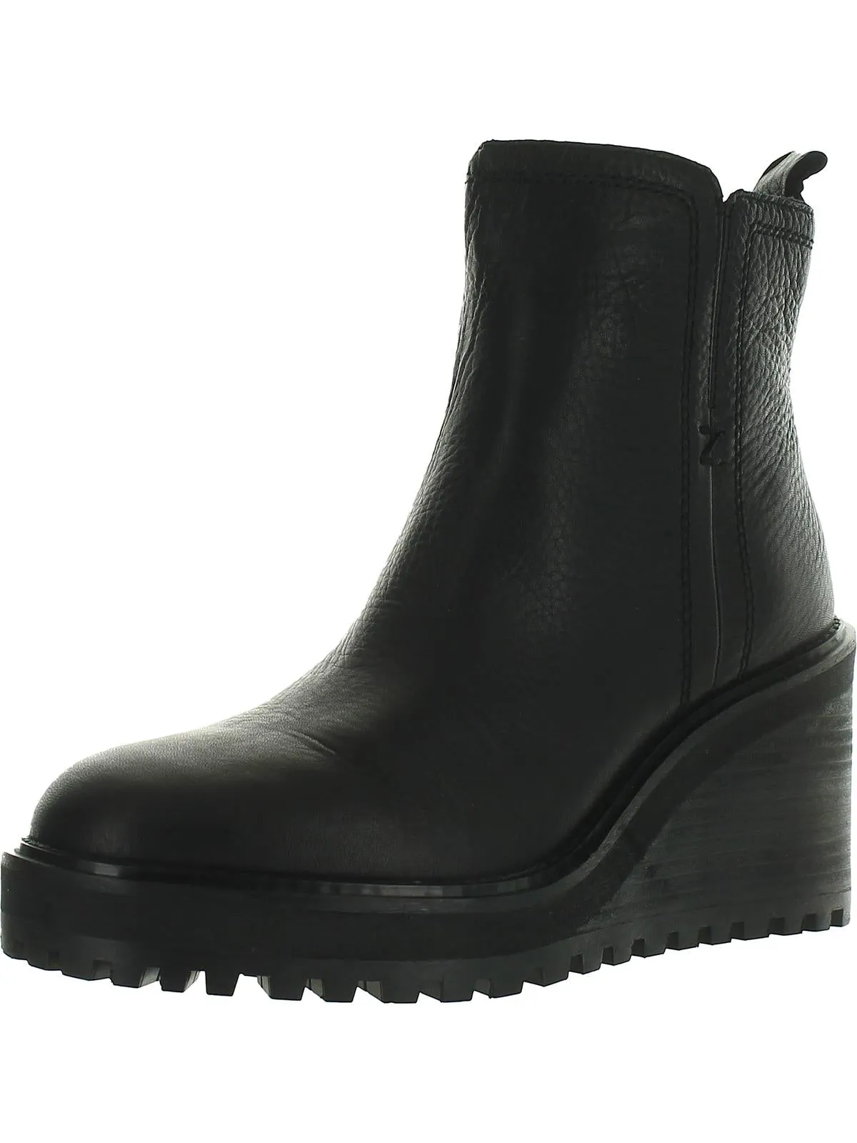 Julie Womens Lugged Sole Mid-calf Wedge Boots