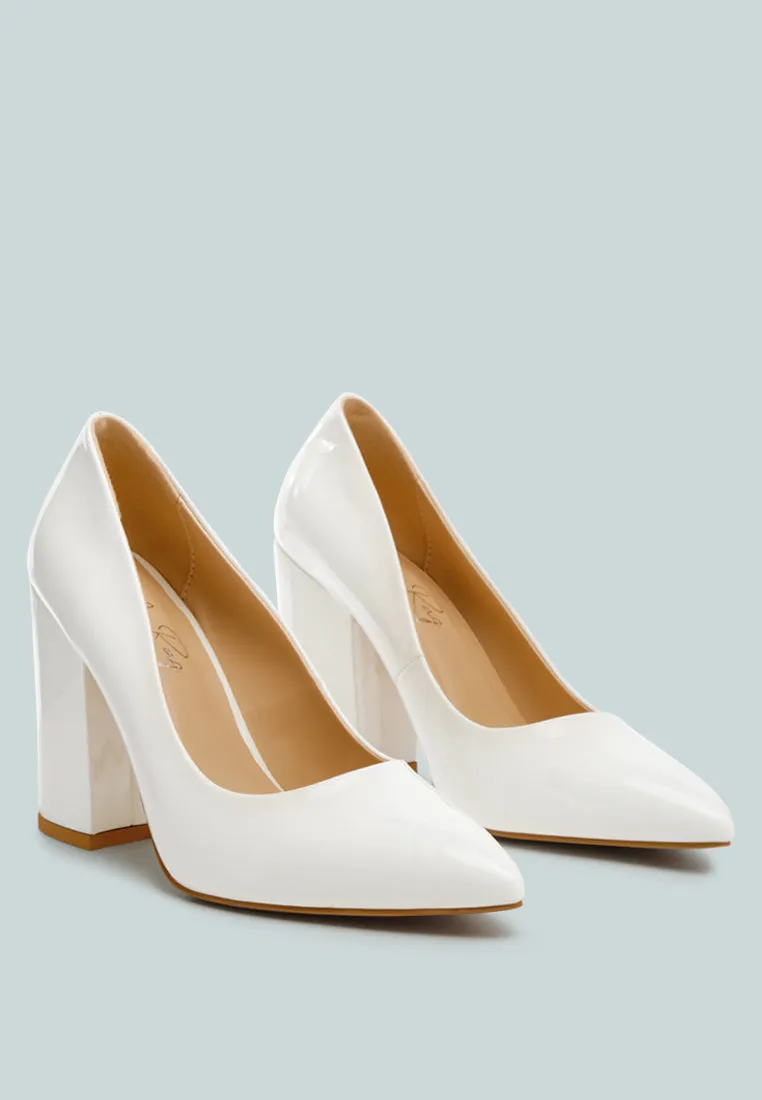 kamira block heeled formal faux leather pumps