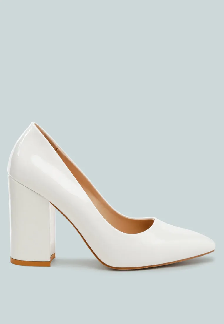 kamira block heeled formal faux leather pumps