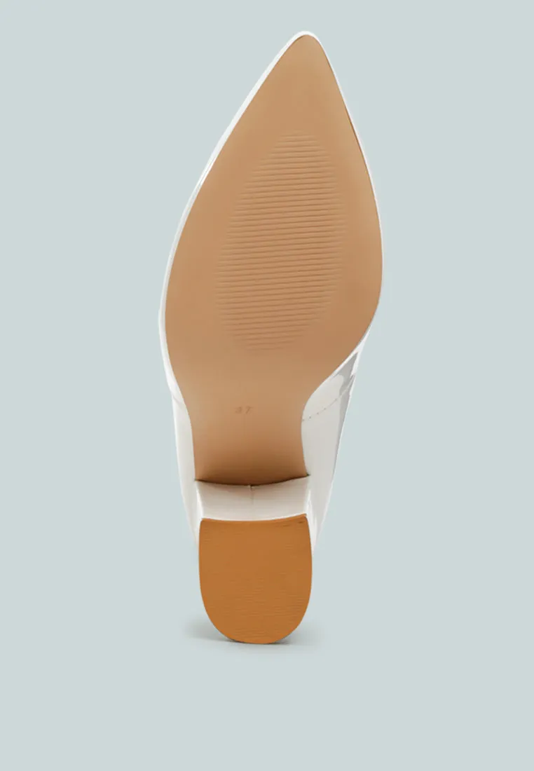 kamira block heeled formal faux leather pumps