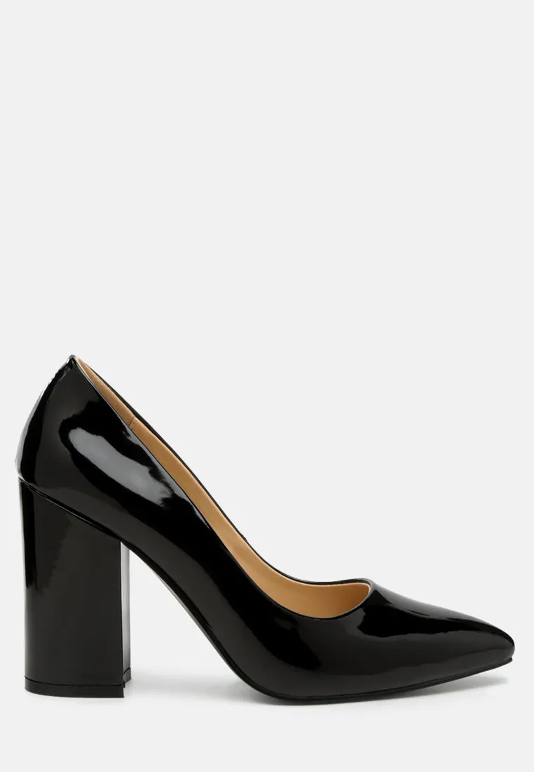 kamira block heeled formal faux leather pumps