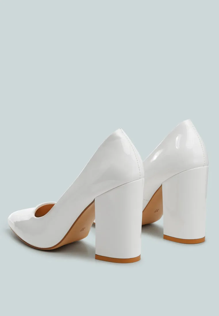 kamira block heeled formal faux leather pumps