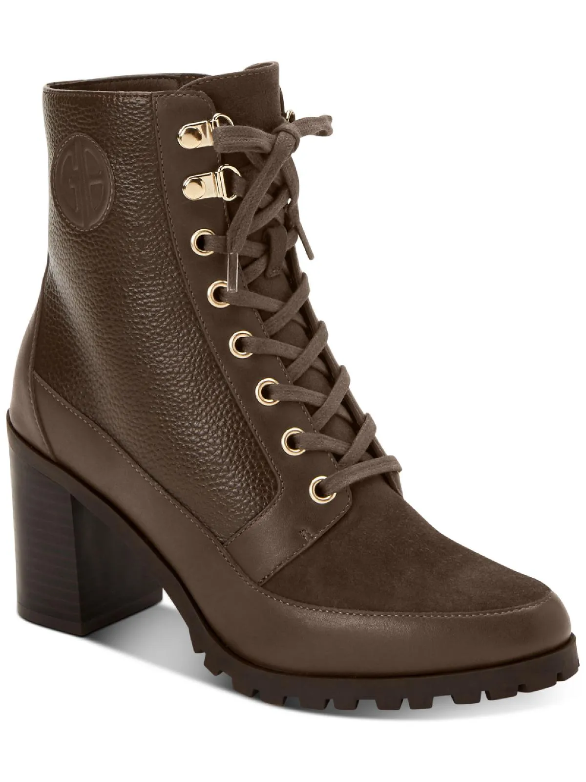 Keeryn L Womens Leather Ankle Combat & Lace-up Boots