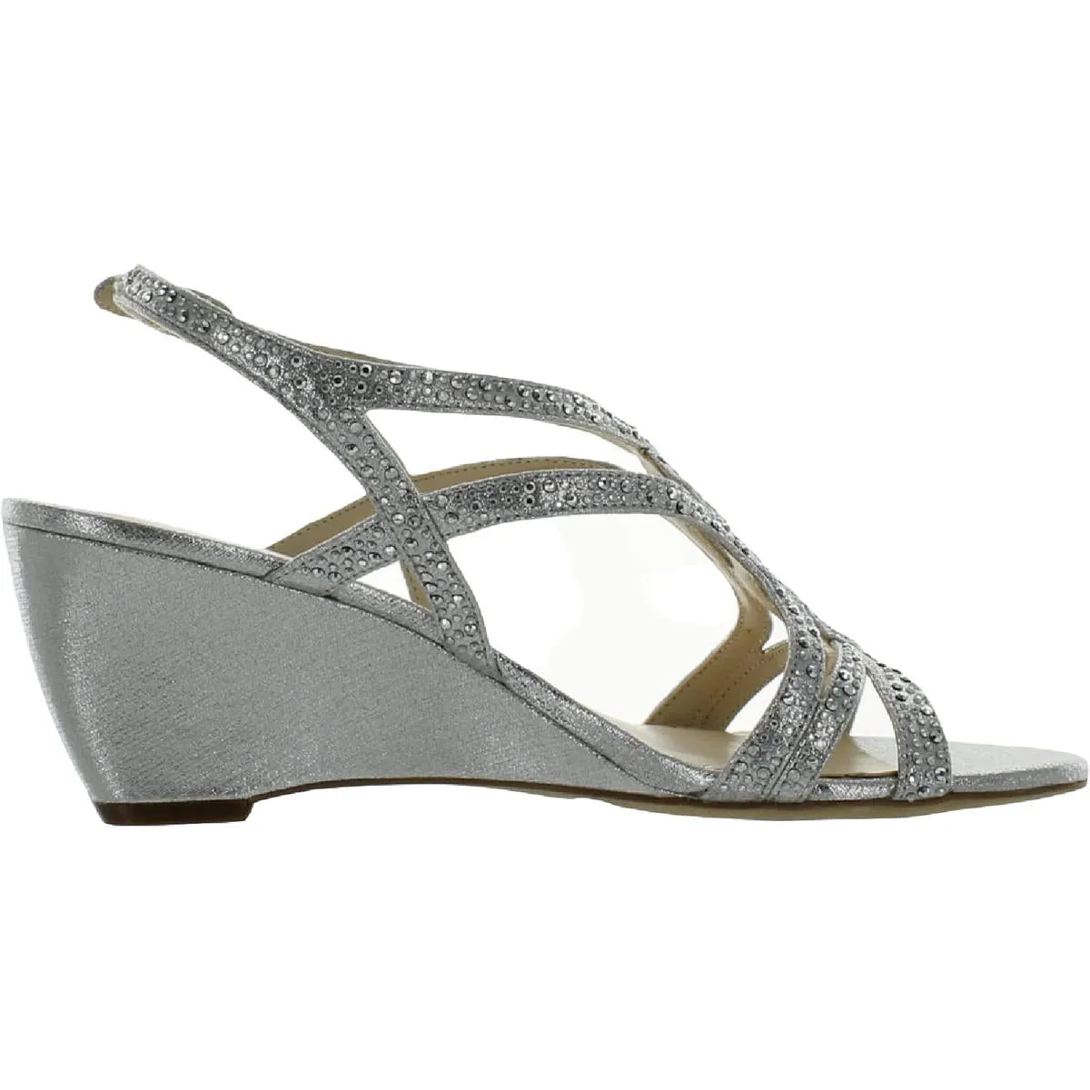 Kelsah Womens Metallic Embellished Wedges