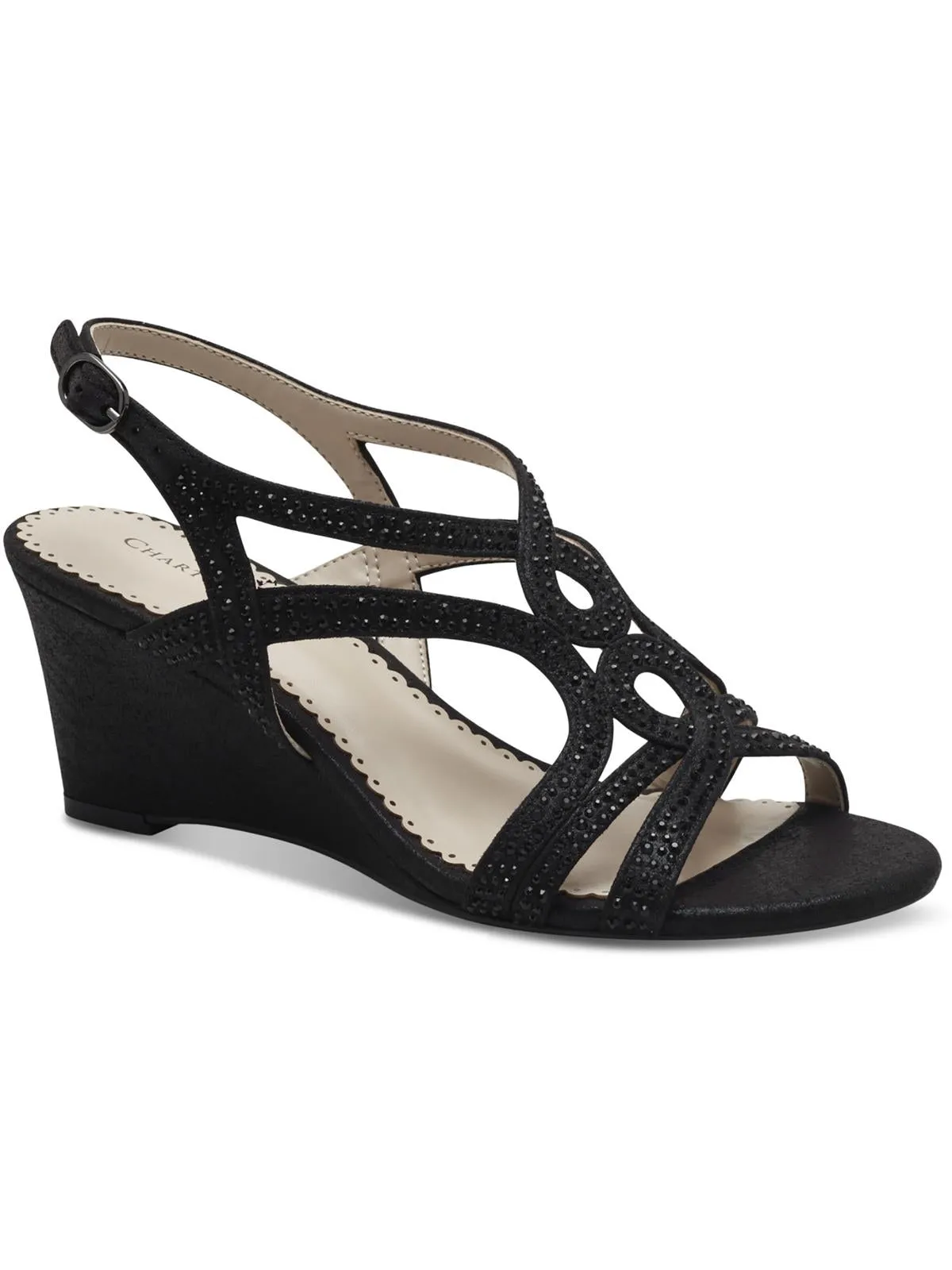 Kelsah Womens Metallic Embellished Wedges