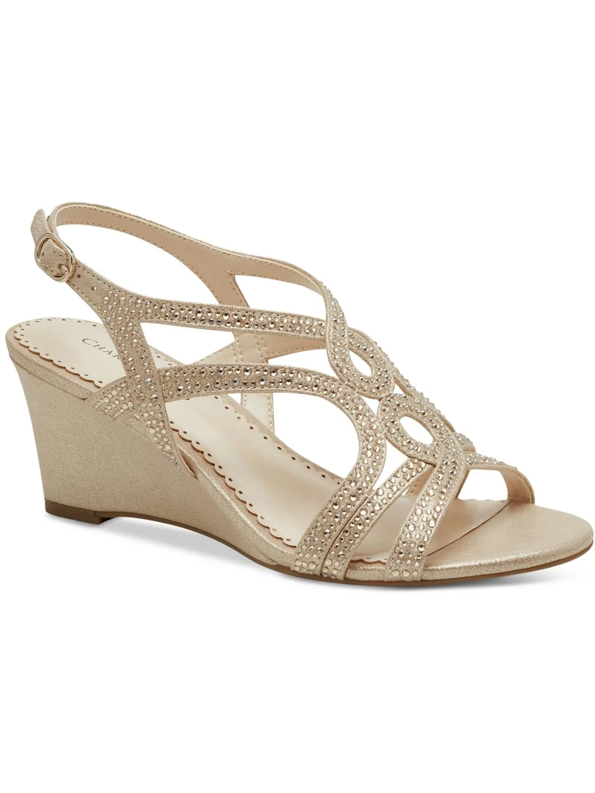 Kelsah Womens Metallic Embellished Wedges