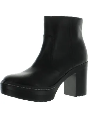 Kiinsley Womens Faux Leather Block Heel Ankle Boots