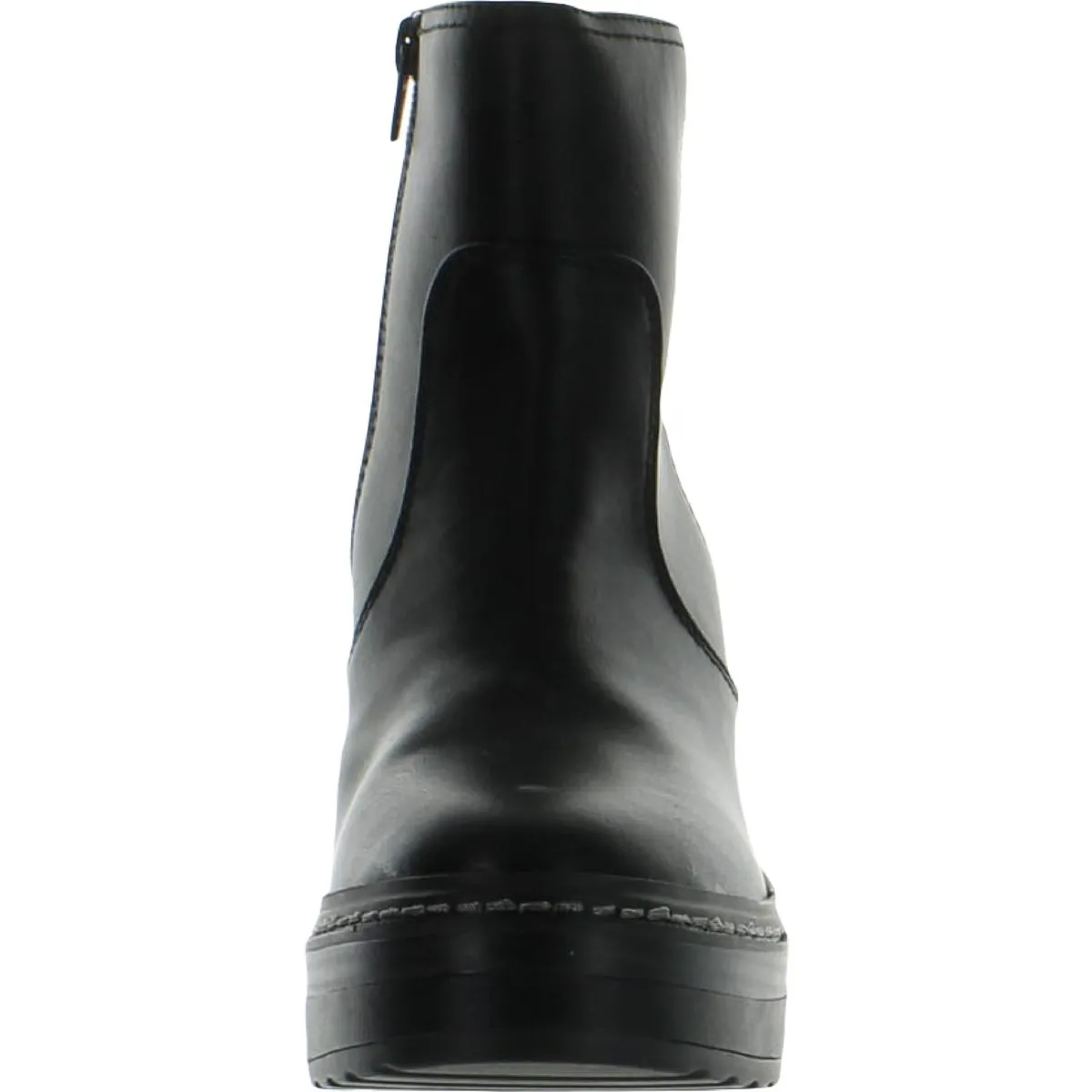 Kiinsley Womens Faux Leather Block Heel Ankle Boots