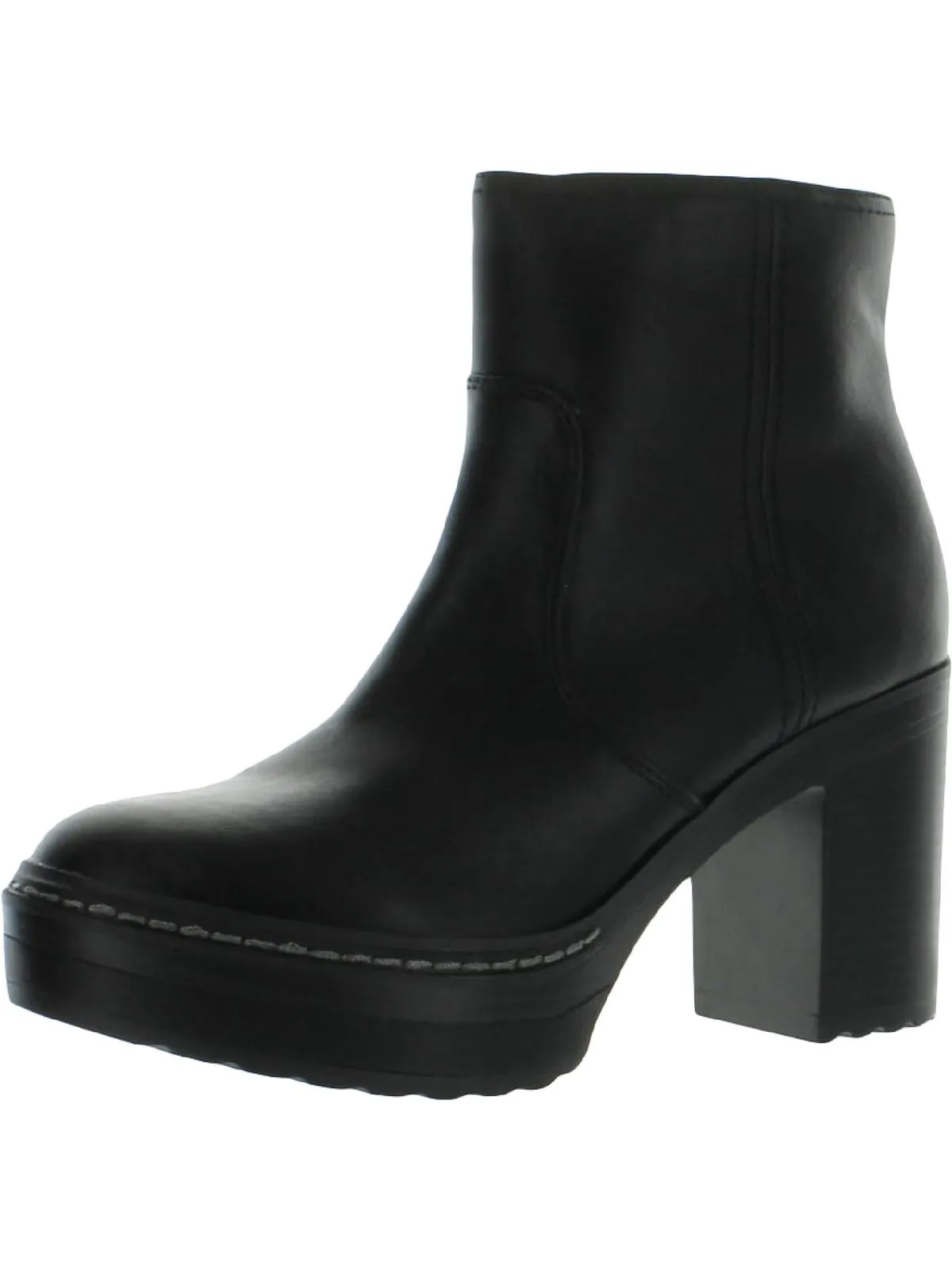 Kiinsley Womens Faux Leather Block Heel Ankle Boots