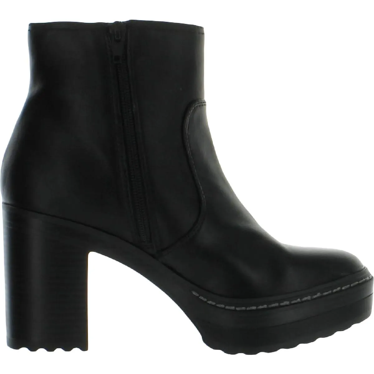 Kiinsley Womens Faux Leather Block Heel Ankle Boots
