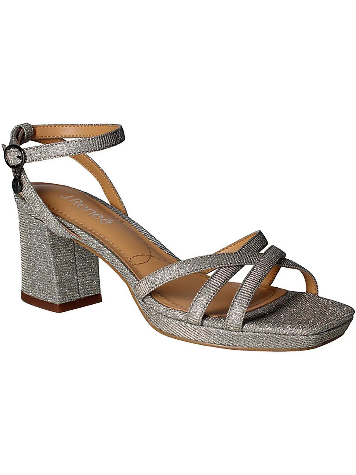 Klarson Womens Metallic Ankle Strap Heels