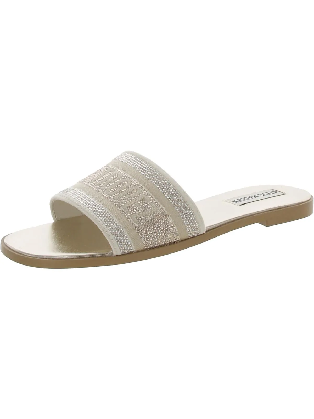 Knox Womens Embroidered Open Toe Slide Sandals
