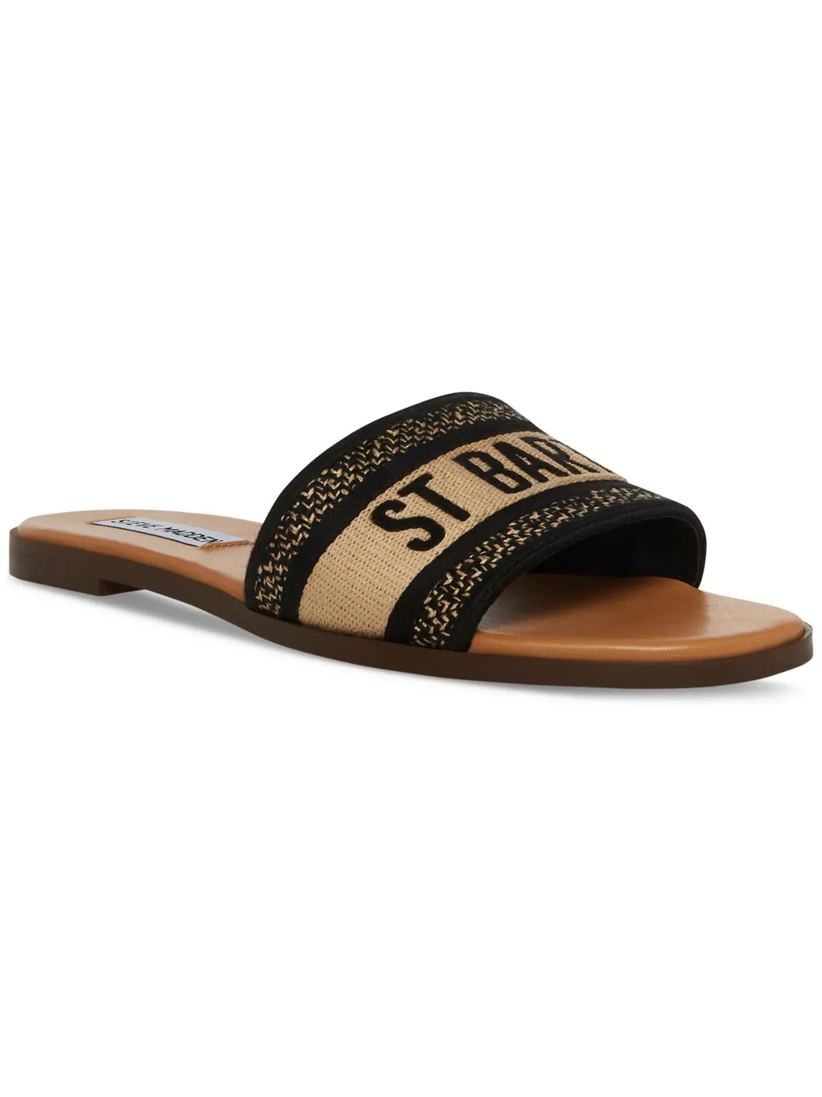 Knox Womens Embroidered Open Toe Slide Sandals