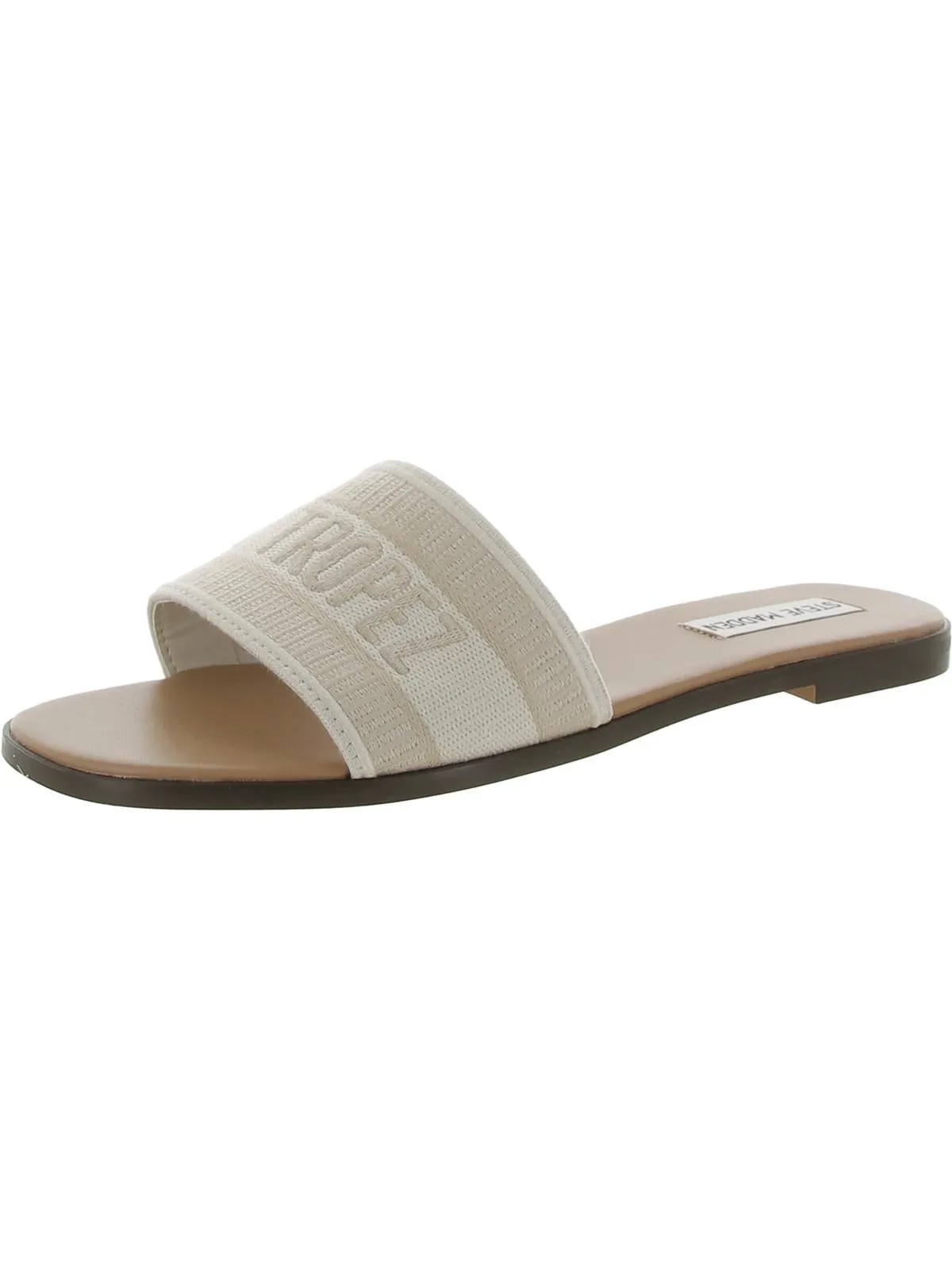 Knox Womens Embroidered Open Toe Slide Sandals