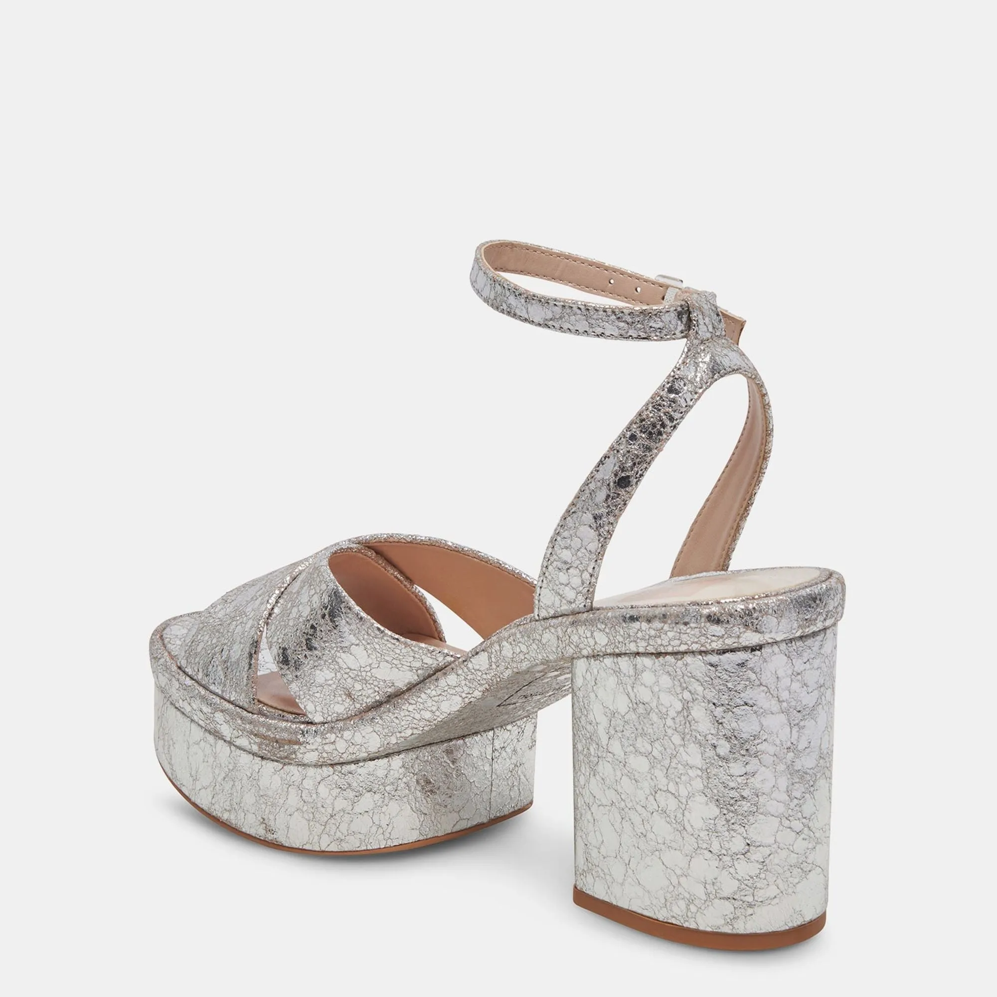 LAISHA HEELS SILVER DISTRESSED LEATHER