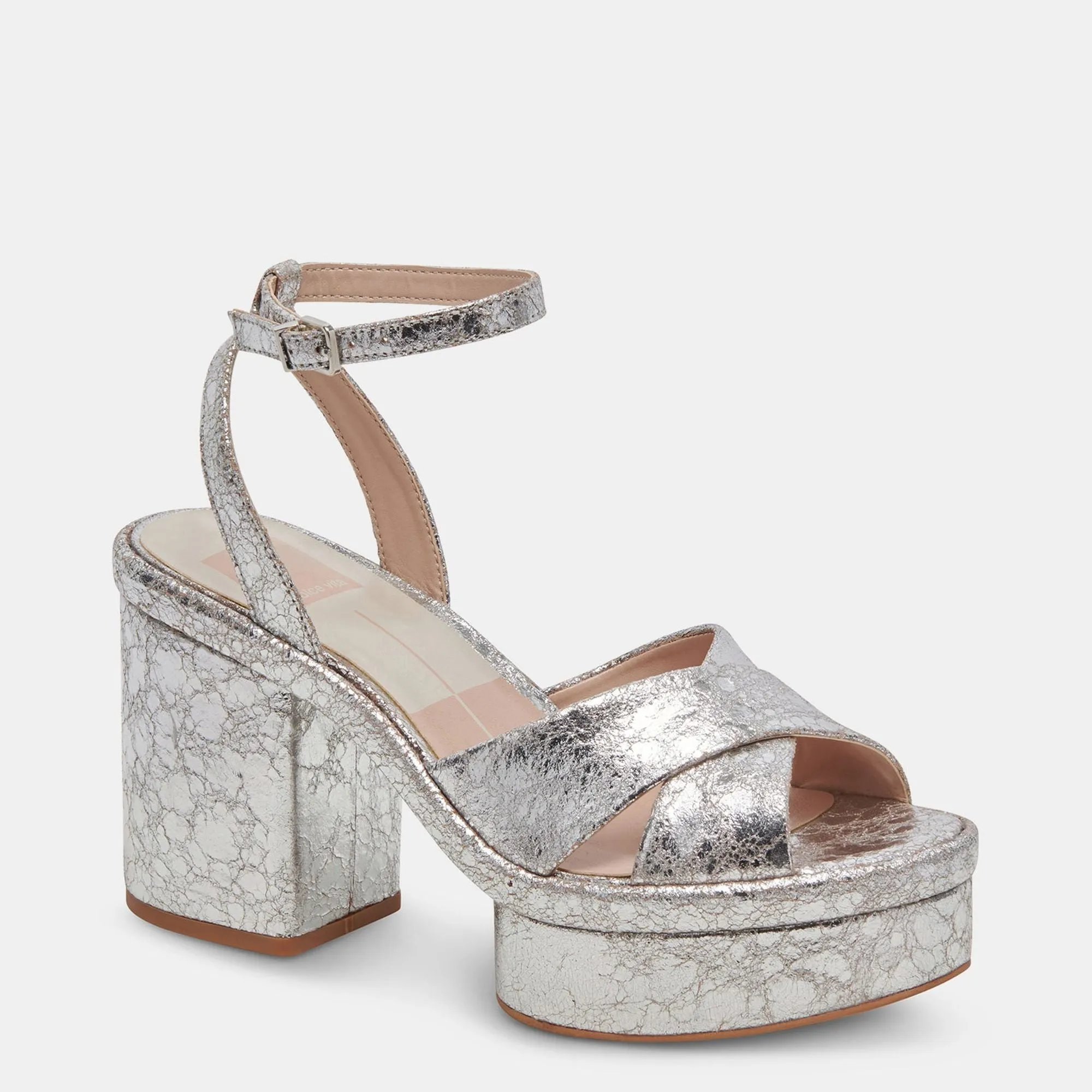 LAISHA HEELS SILVER DISTRESSED LEATHER