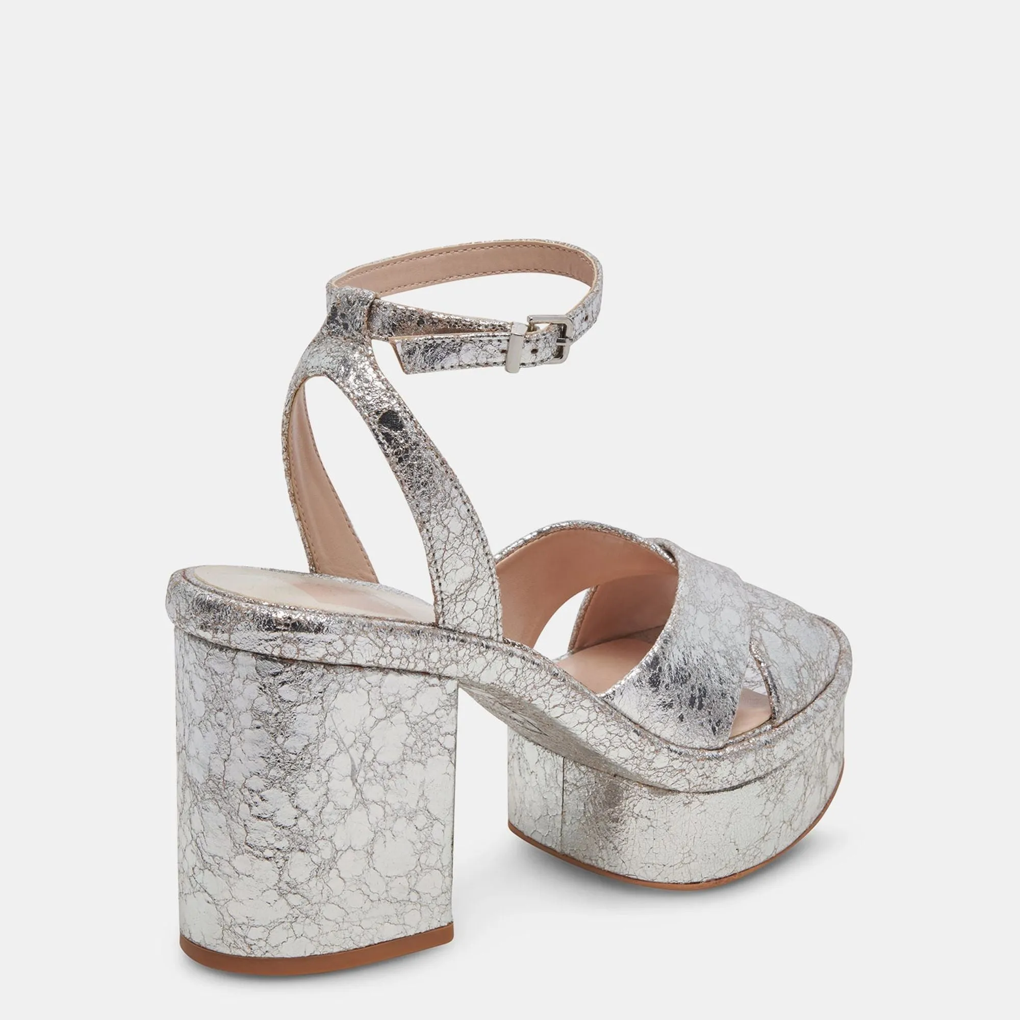 LAISHA HEELS SILVER DISTRESSED LEATHER