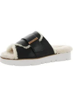 Lavern Womens Shearling Leather Slide Slippers