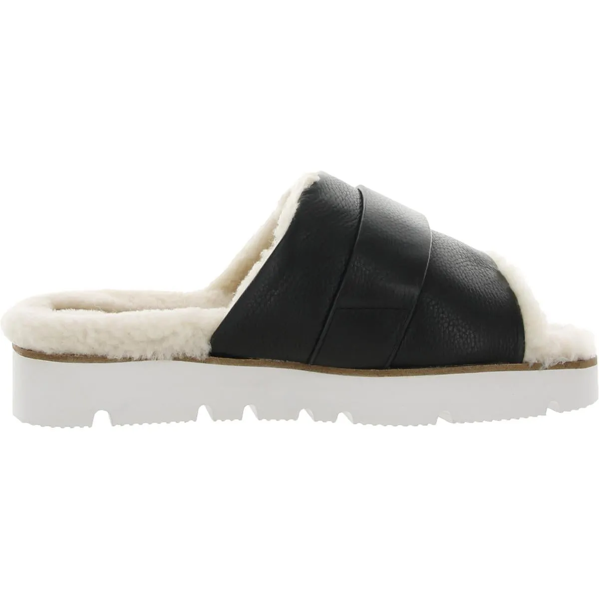 Lavern Womens Shearling Leather Slide Slippers