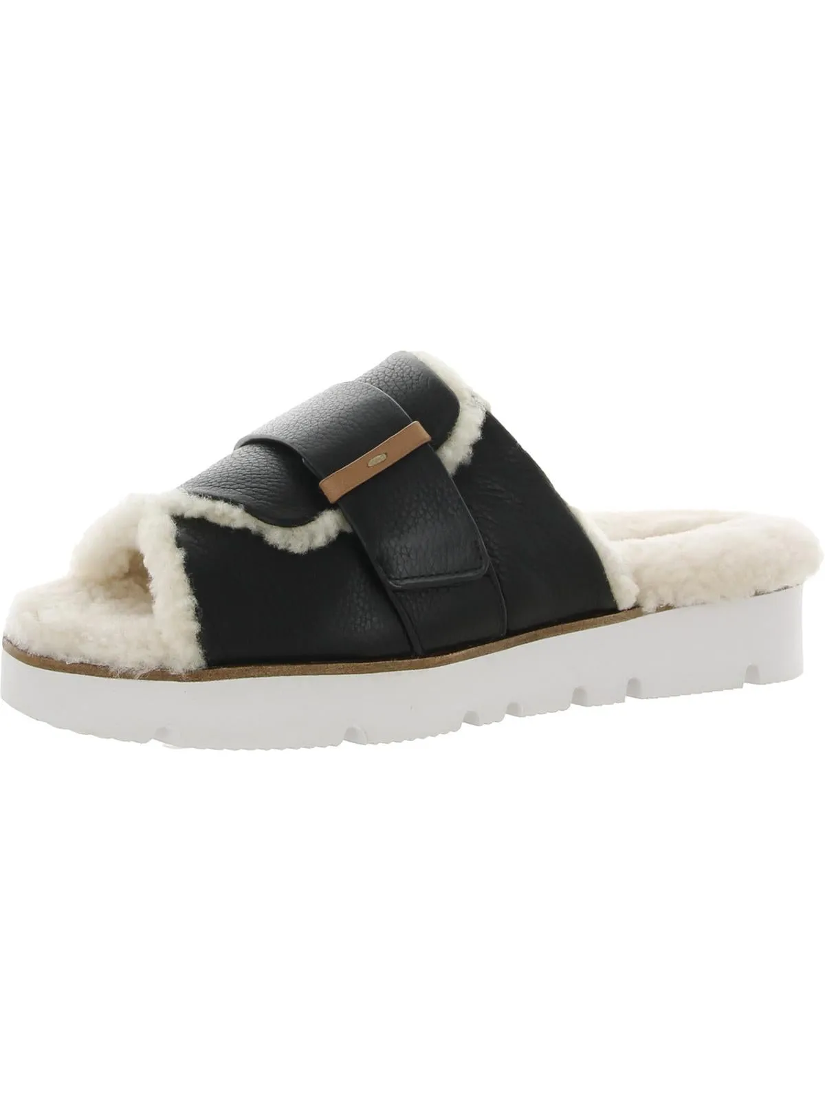 Lavern Womens Shearling Leather Slide Slippers