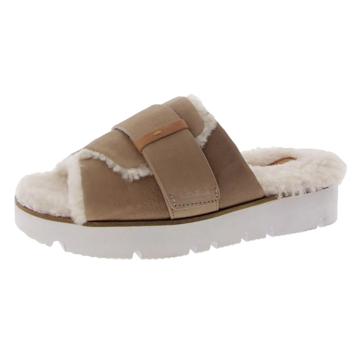 Lavern Womens Shearling Leather Slide Slippers