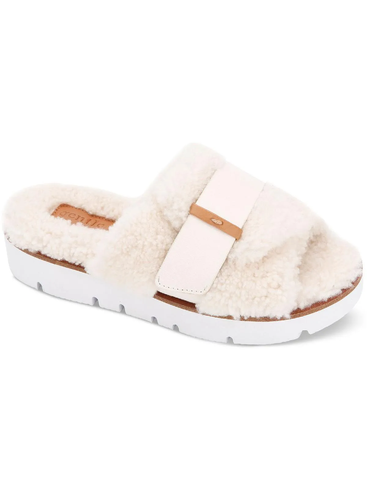 Lavern Womens Shearling Leather Slide Slippers