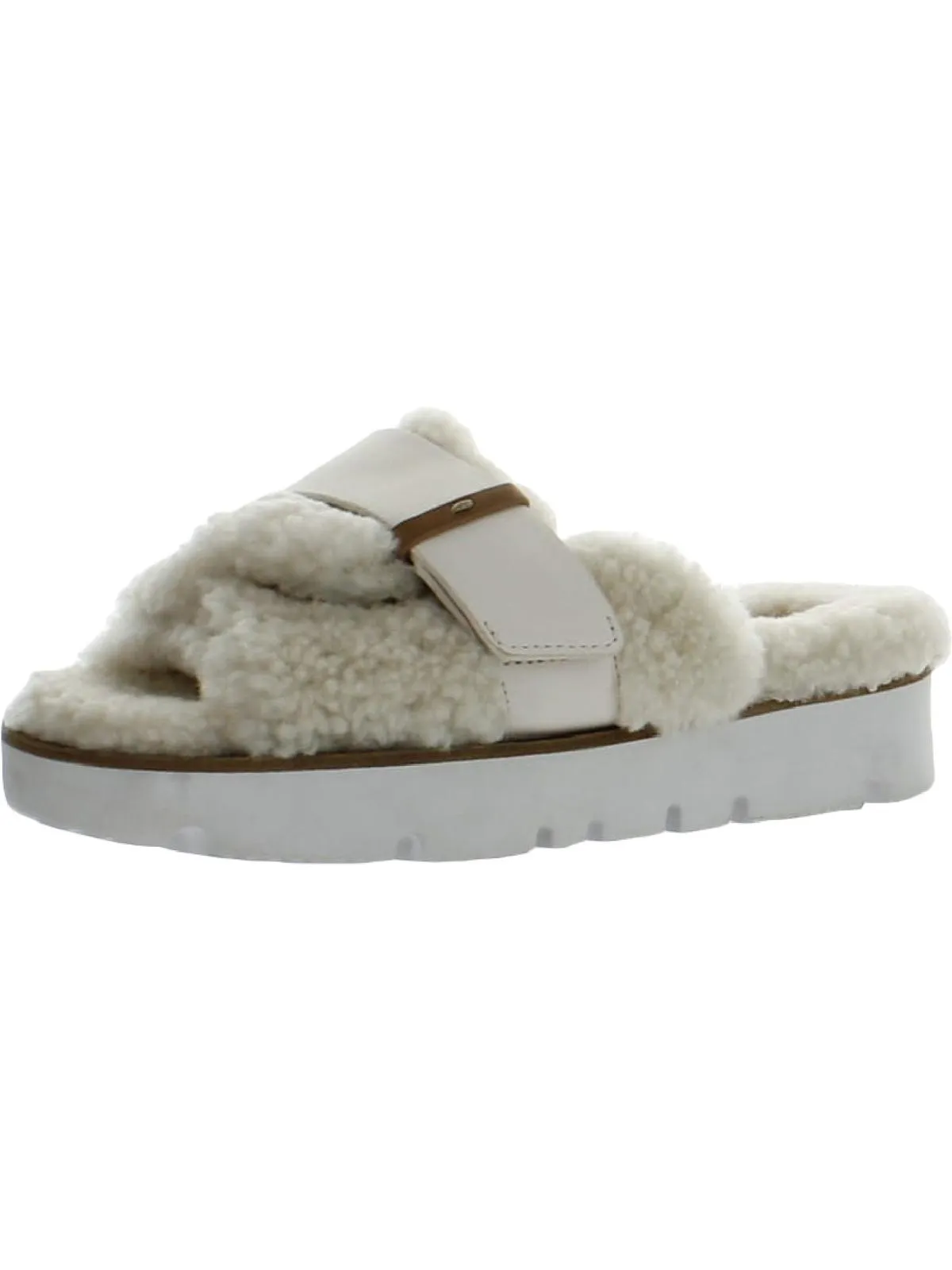 Lavern Womens Shearling Leather Slide Slippers