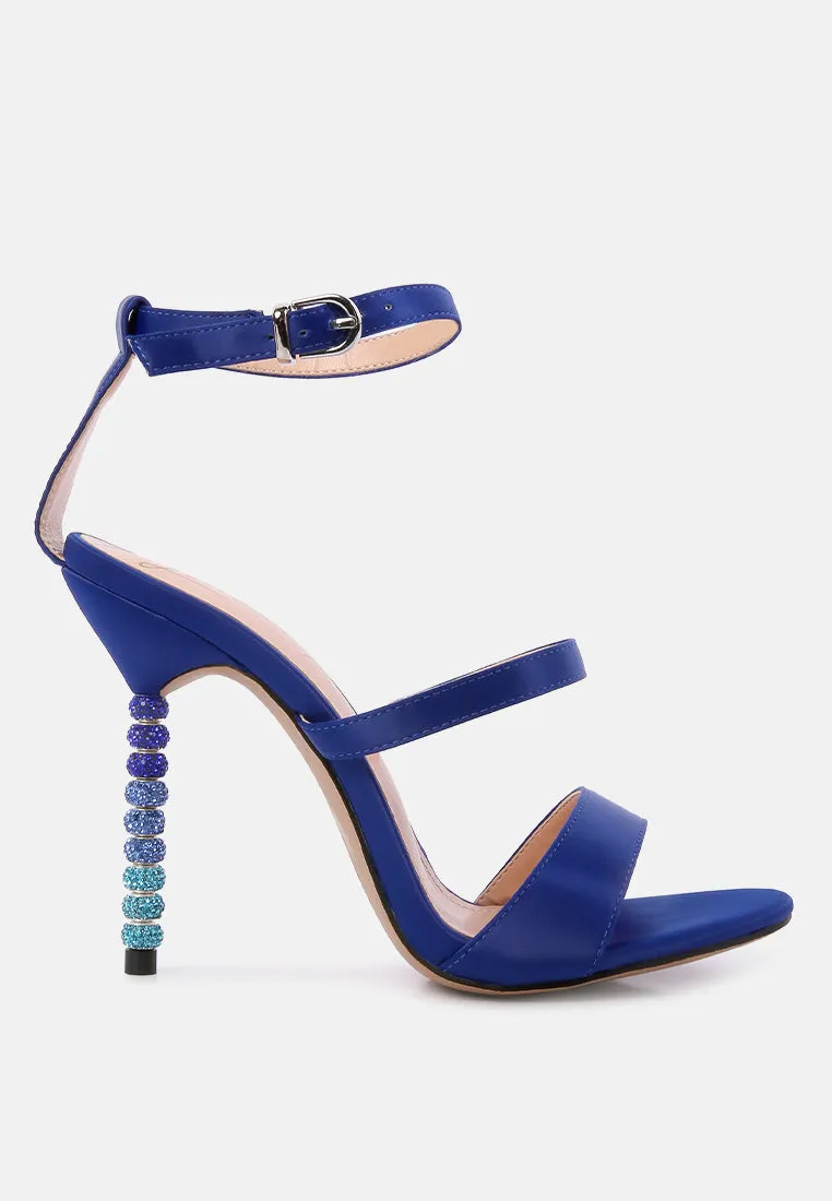 lawsuit rhinestone ball heel satin sandals