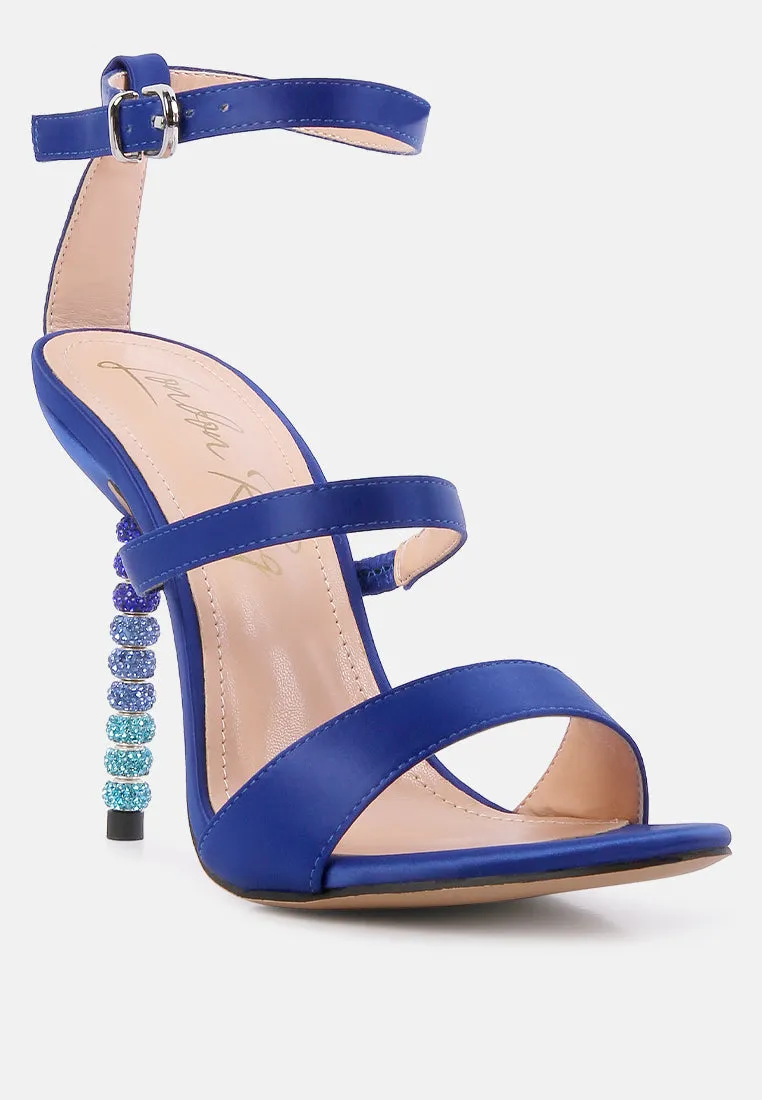 lawsuit rhinestone ball heel satin sandals