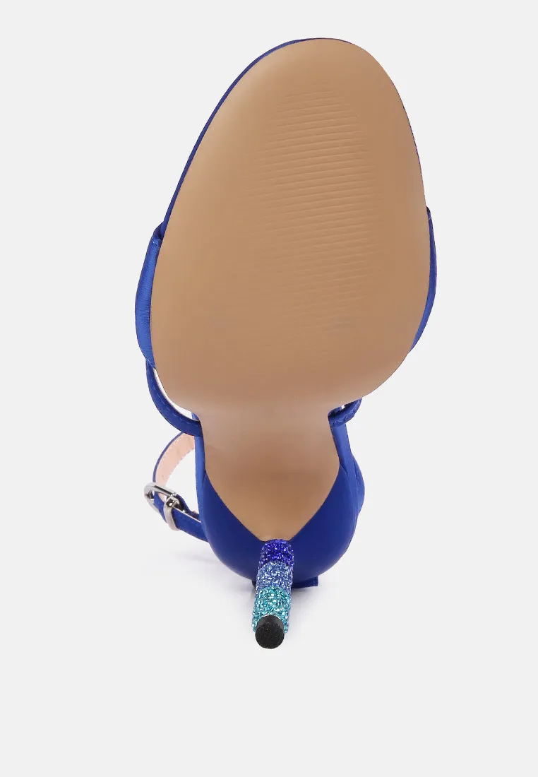 lawsuit rhinestone ball heel satin sandals