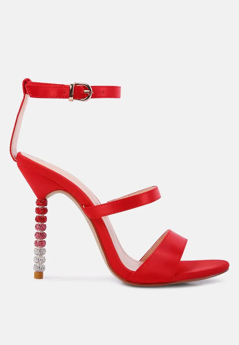 lawsuit rhinestone ball heel satin sandals