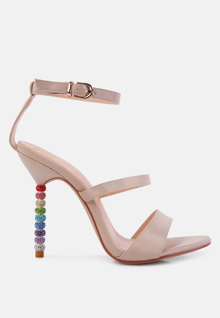 lawsuit rhinestone ball heel satin sandals