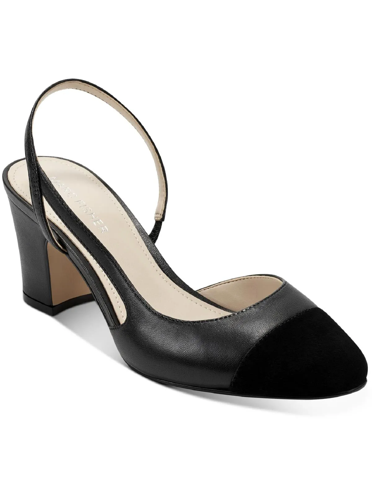 Laynie Womens Leather Pointed Toe Block Heels