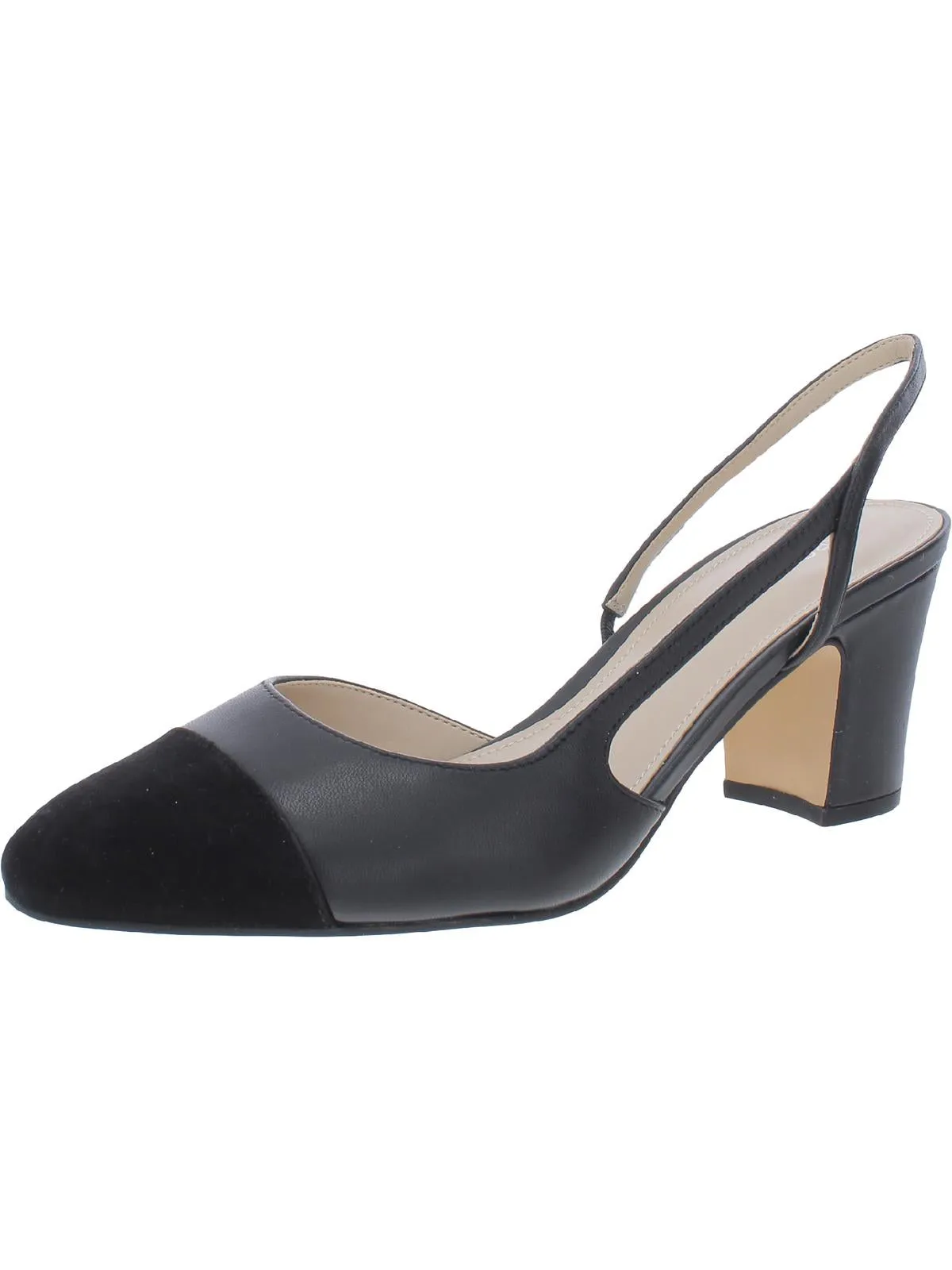 Laynie Womens Leather Pointed Toe Block Heels