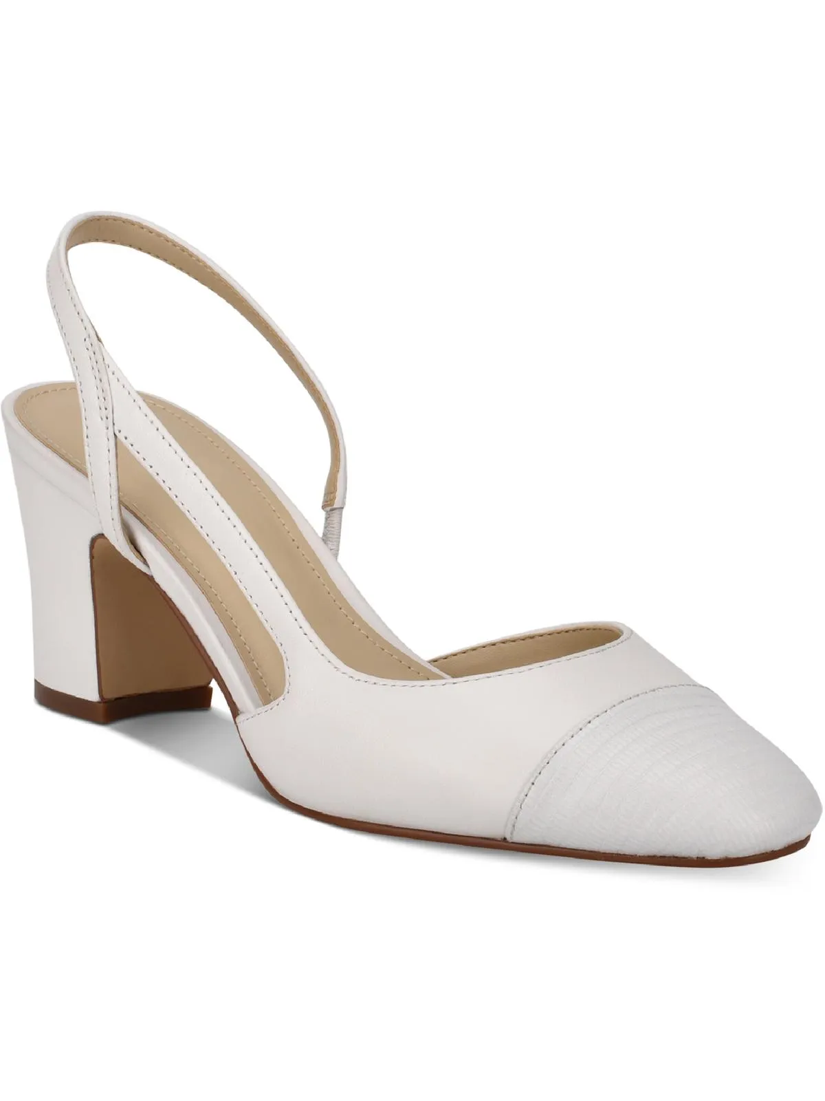 Laynie Womens Leather Pointed Toe Block Heels