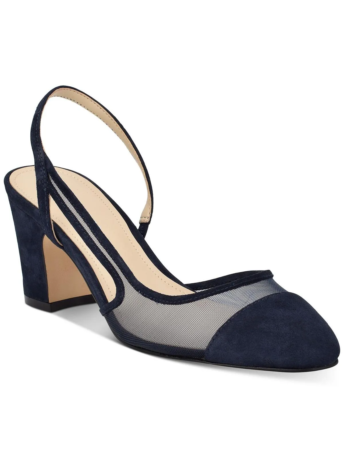 Laynie Womens Leather Pointed Toe Block Heels