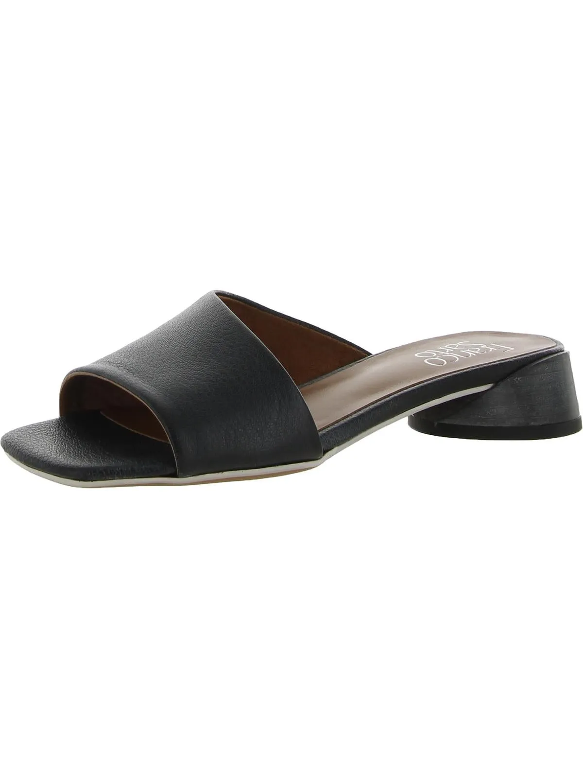 Leslie Womens Square Toe Stacked Heel Slide Sandals