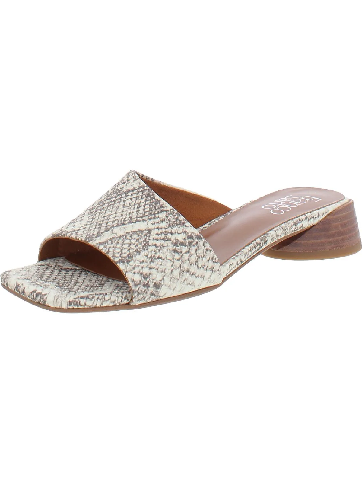 Leslie Womens Square Toe Stacked Heel Slide Sandals