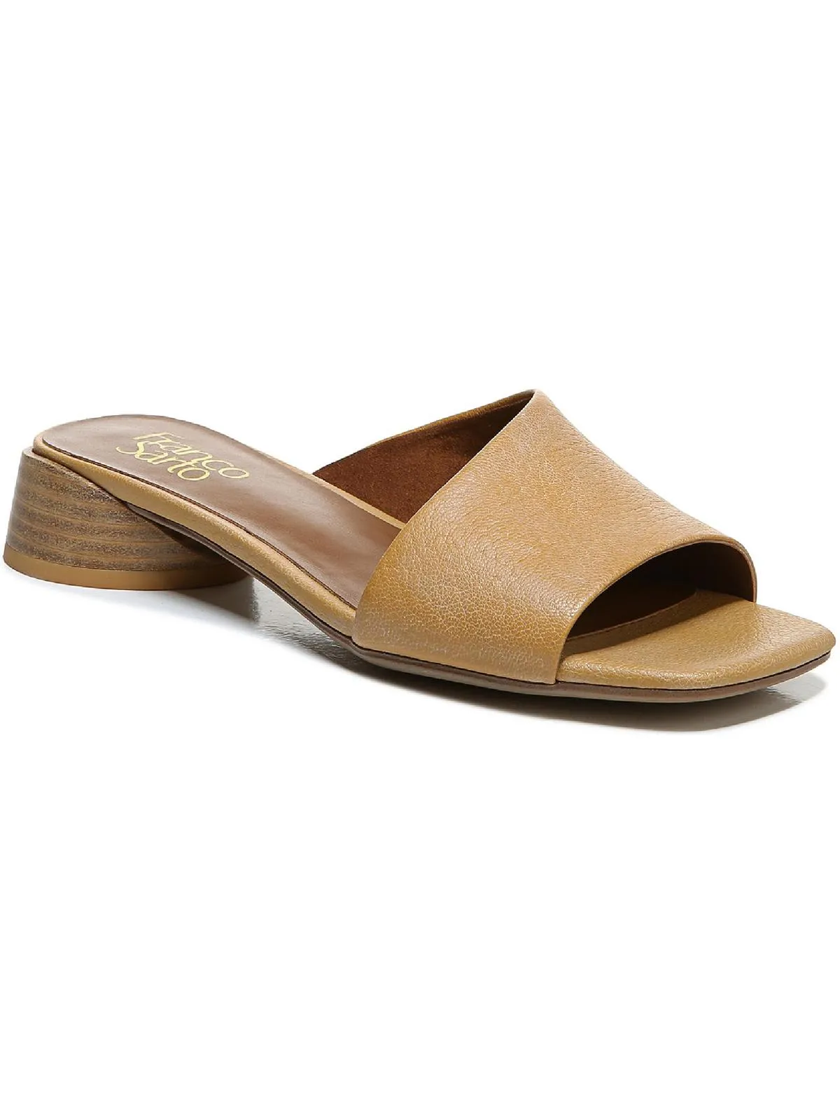 Leslie Womens Square Toe Stacked Heel Slide Sandals