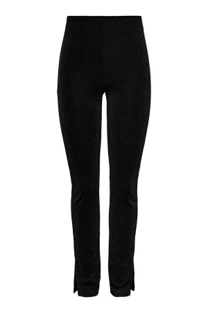 Lina High Waist Slit Pants - Black