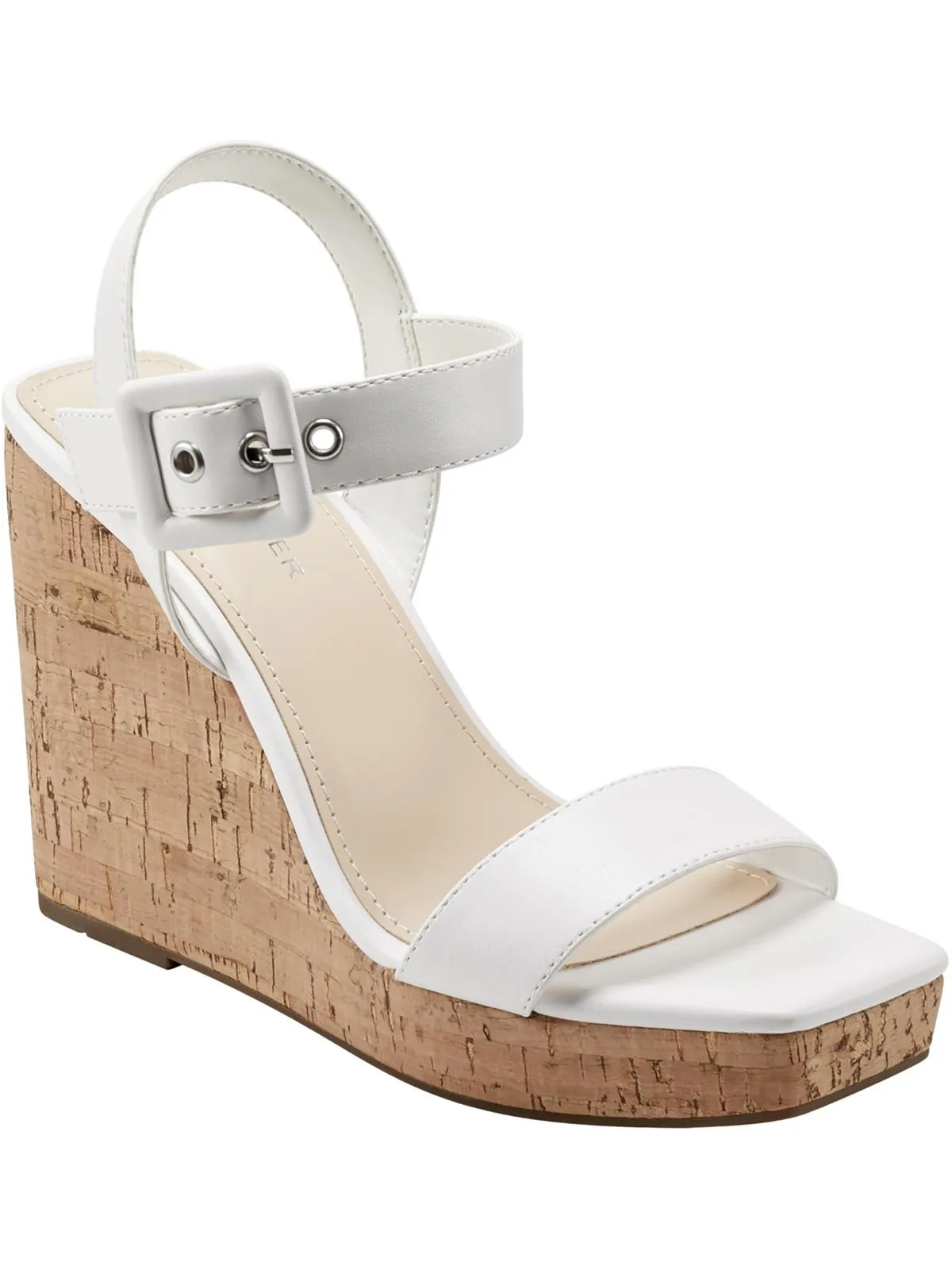 Lukey Womens Cork Open Toe Wedge Sandals