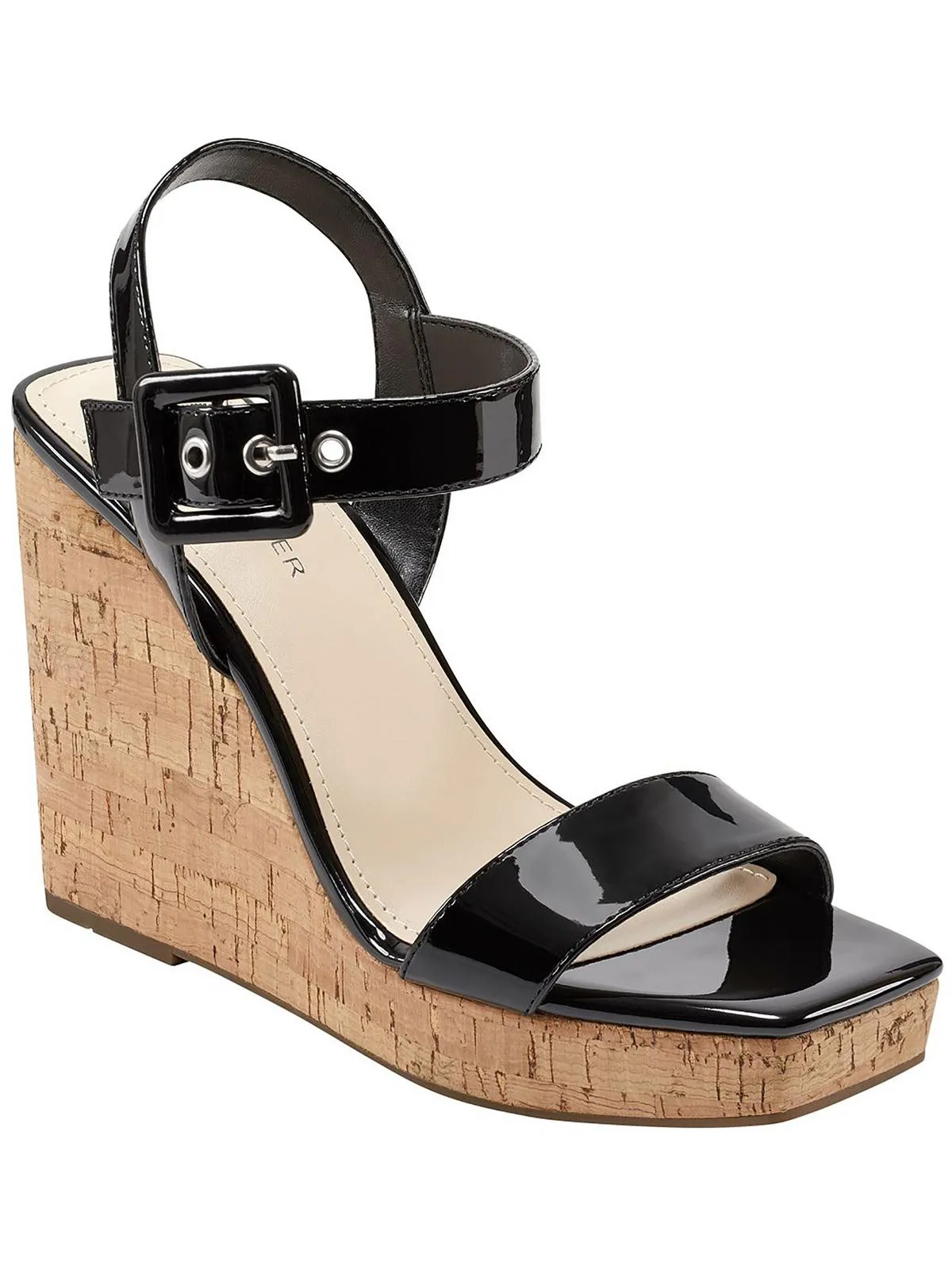 Lukey Womens Cork Open Toe Wedge Sandals