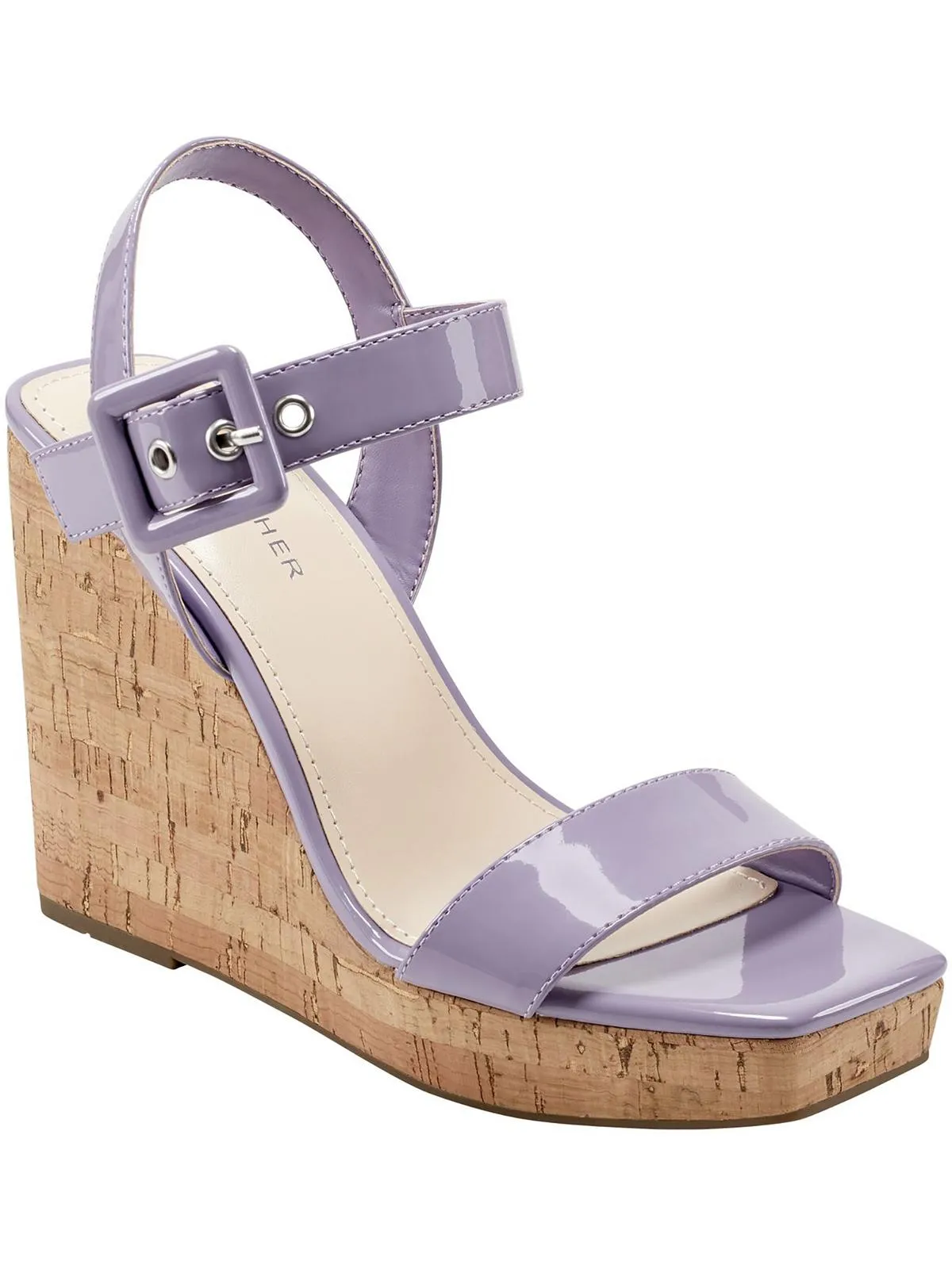 Lukey Womens Cork Open Toe Wedge Sandals