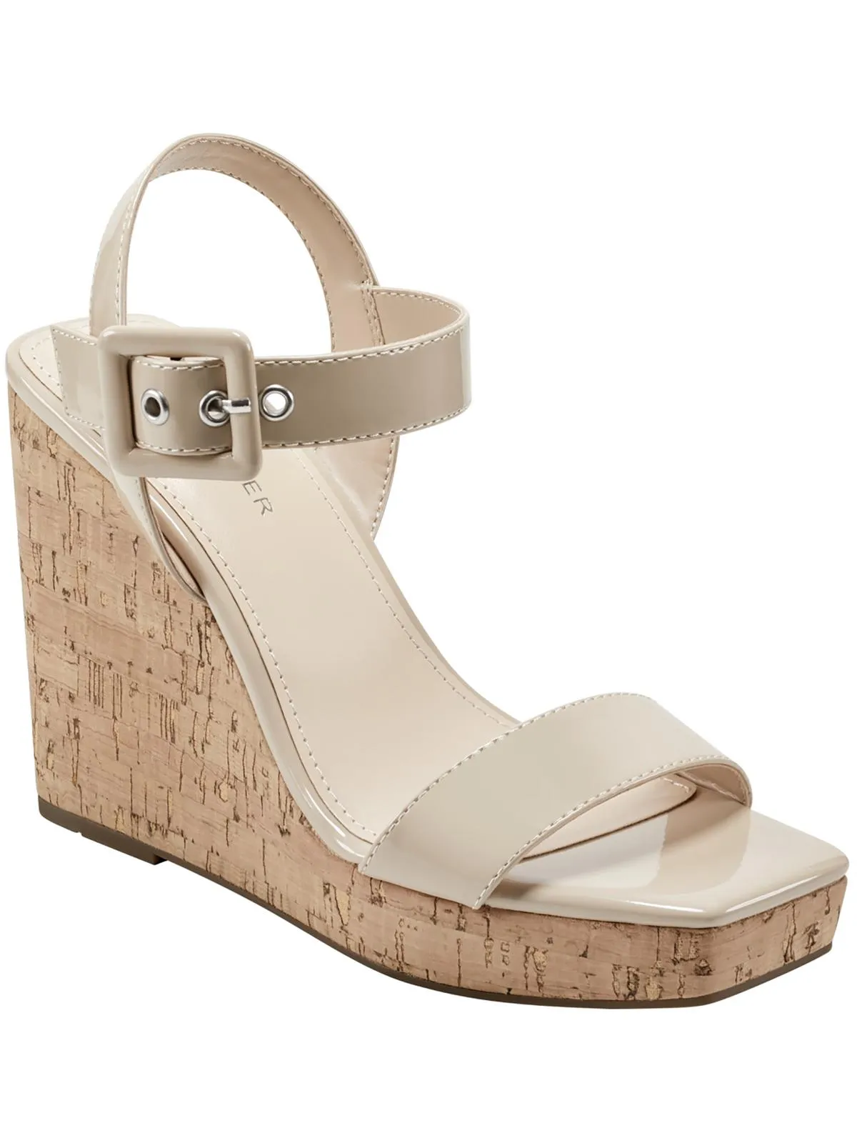 Lukey Womens Cork Open Toe Wedge Sandals