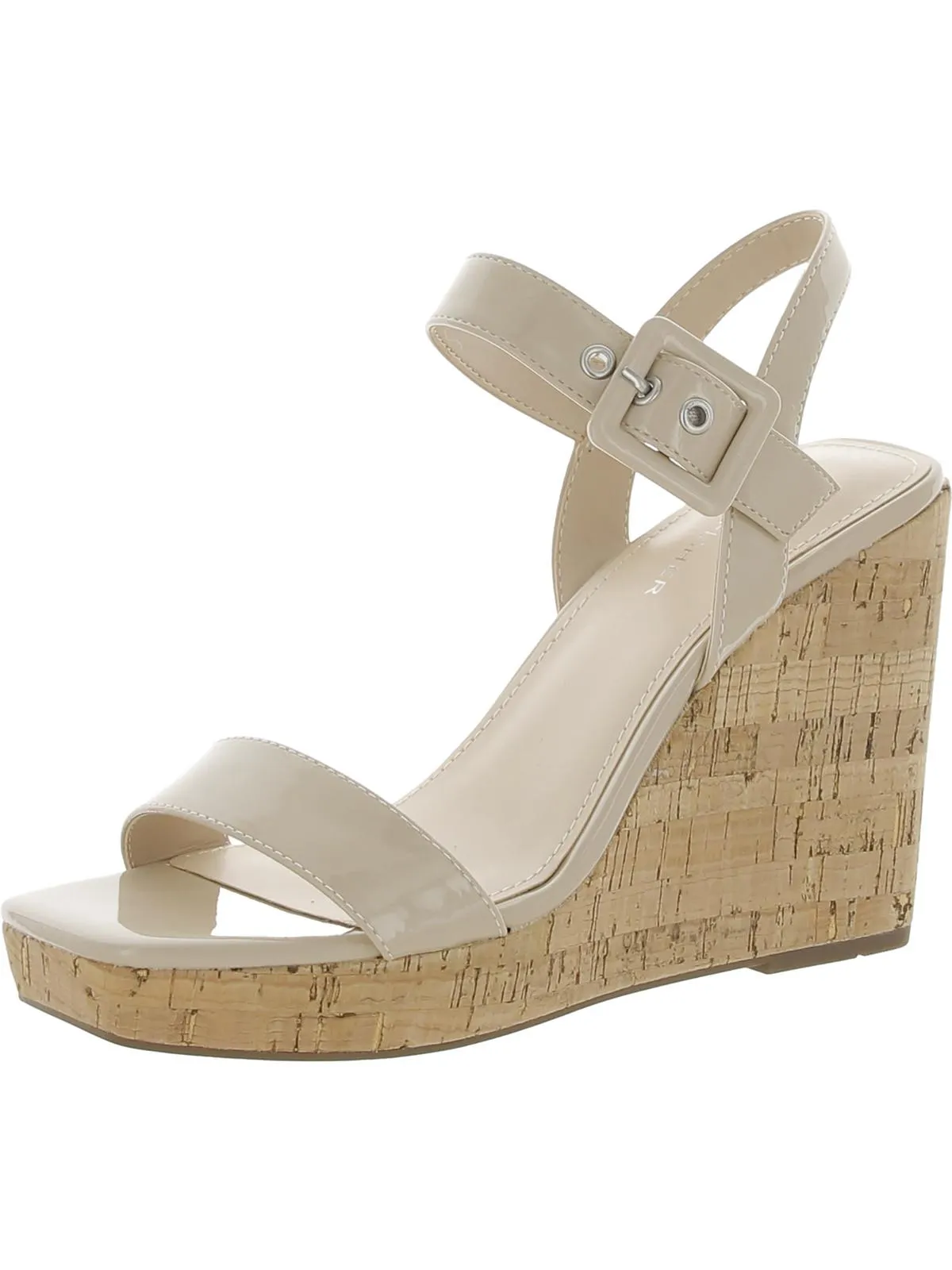 Lukey Womens Cork Open Toe Wedge Sandals
