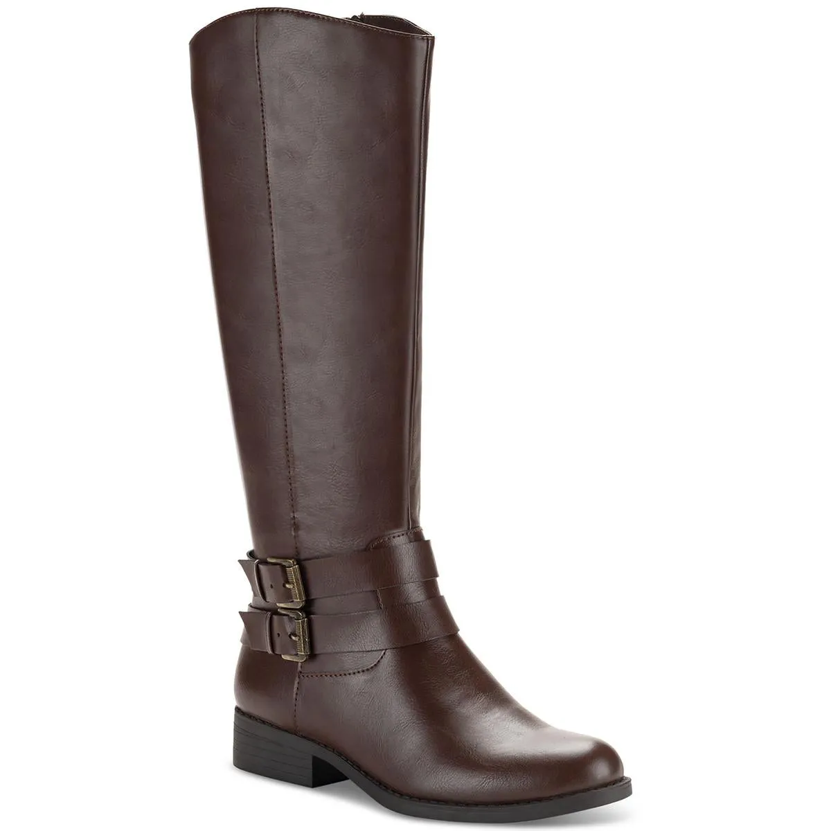 Maliaa Womens Faux Leather Riding Knee-High Boots