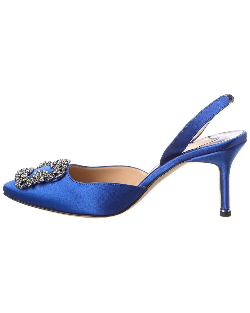 Manolo Blahnik Hangisli 70 Satin Slingback Pump